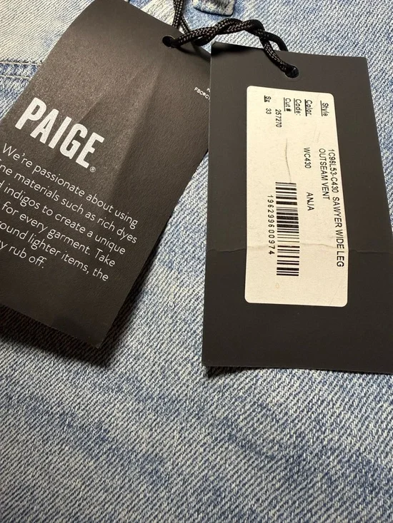 NWT PAIGE Sawyer Wide Leg Jeans Women’s Size 33 Anja Split High Rise $269 - Picture 4 of 9
